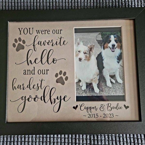 Dog Memorial Picture Frame for Loss of Pet, Remembrance Frame for Your ...