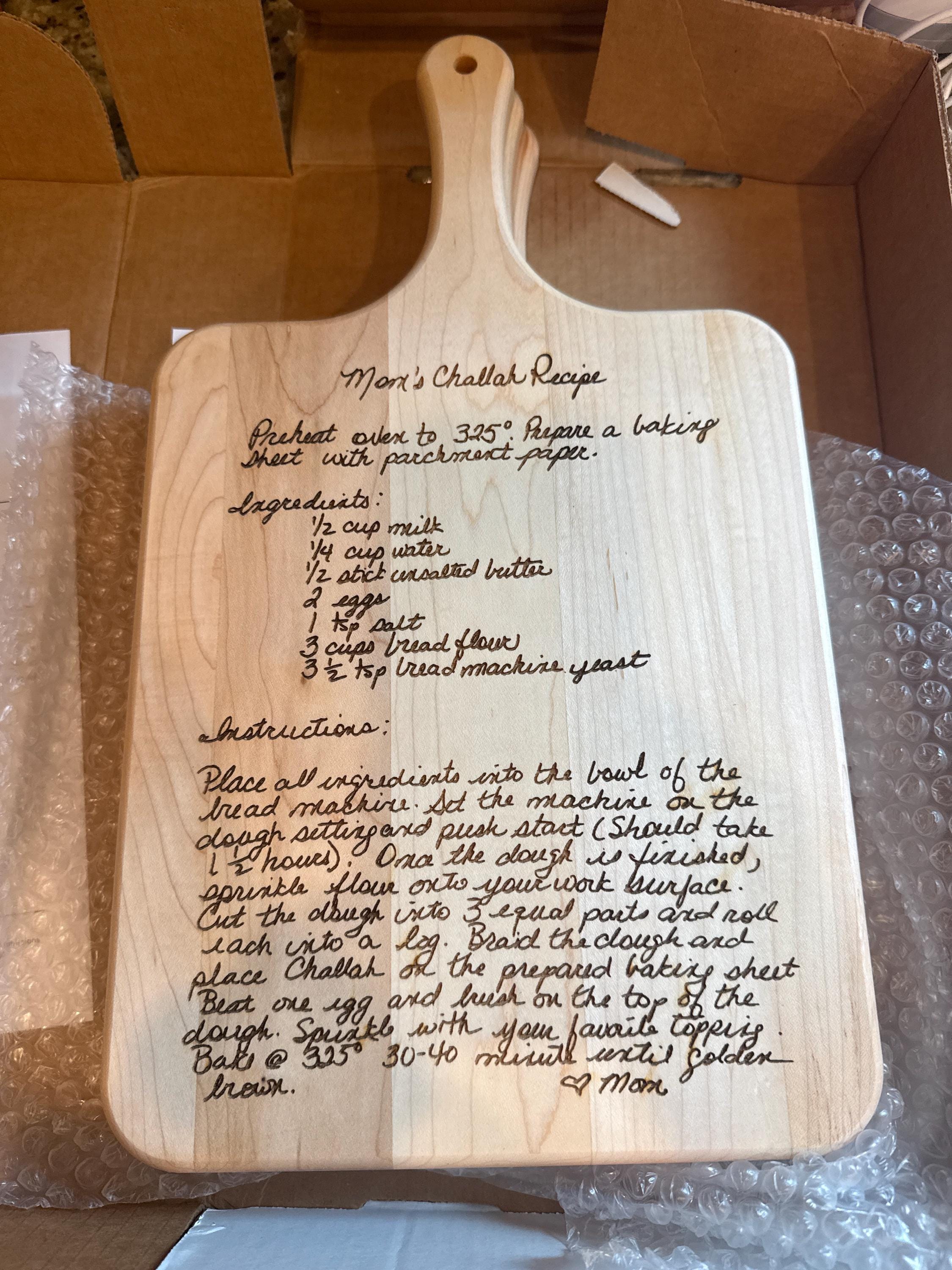 Personalized Recipe Wood Cutting Board: Engraved Family Keepsake