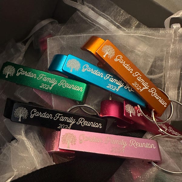 Family Reunion Engraved Custom Keychains Bottle Openers. Personalized ...