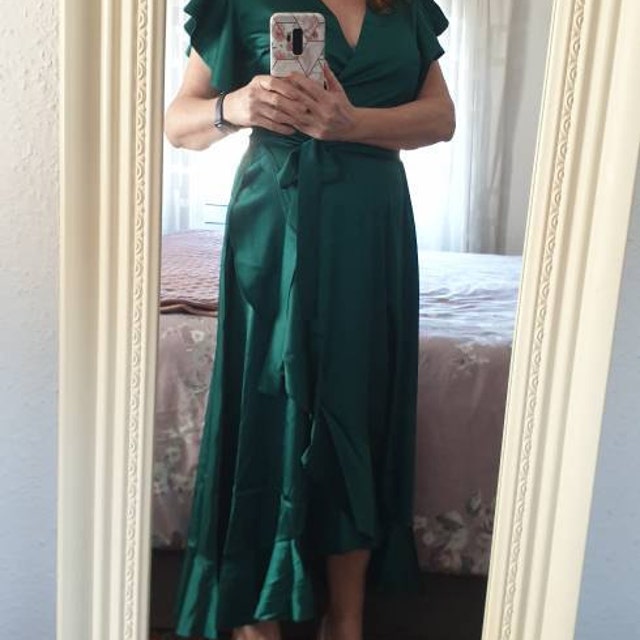 Bridesmaid Silk Dress in Dark Green, Wrap Dress, Wedding Guest Dress, Women  Dress, Maxi Dress, Long Dress, Silk Bridesmaid - Etsy