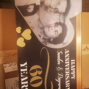 Golden Birthday Yard Sign With Photo, Drive by Birthday Lawn Sign, Honk