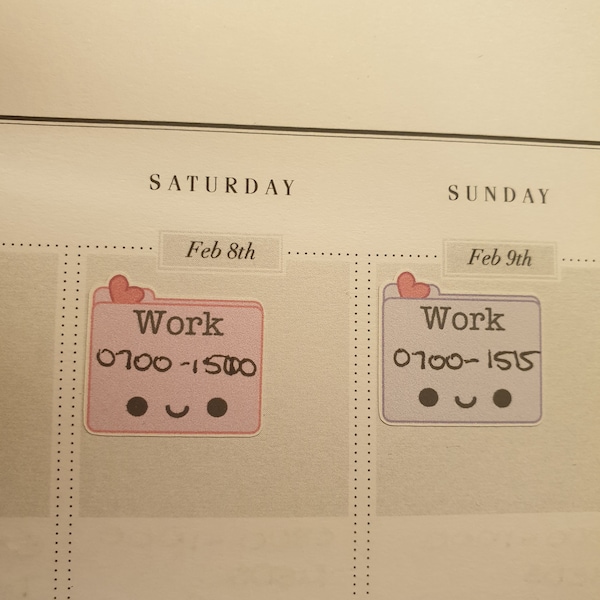 Happy Work Schedule Reminder Tracker Cute Kawaii Planner Stickers for ...