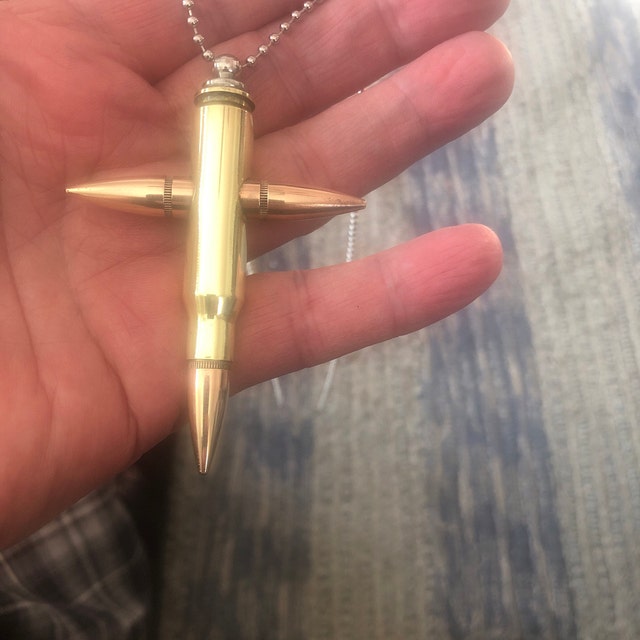 308 / 7.62 X 51 Bullet Cross Necklace, Rearview Mirror