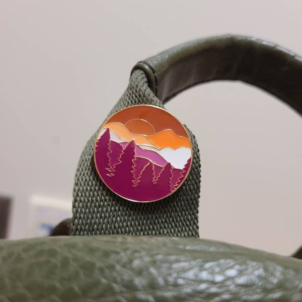 Lesbian Pride Enamel Pin: Subtle Sunset Mountain Landscape Design ...