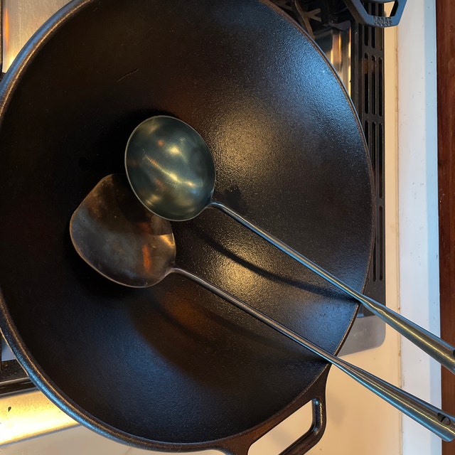 Zhensanhuan Hand Hammered Iron Wok Stir Fry Pans, Nonstick, No Coating,  Flat Bottom, Induction Suitable, 章丘铁锅for Small Family 