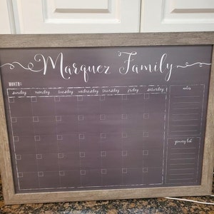 Chalkboard Calendar Wedding Gift 24x18 Chalkboard Dry Erase Calendar  Personalized Gift Custom Family Calendar 1805 Swanson 