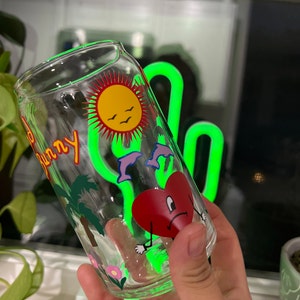 Conejo Bad Bunny Halloween Themed Iced Coffee Cup Glass - Trendy Glass – LB  Diamond Store