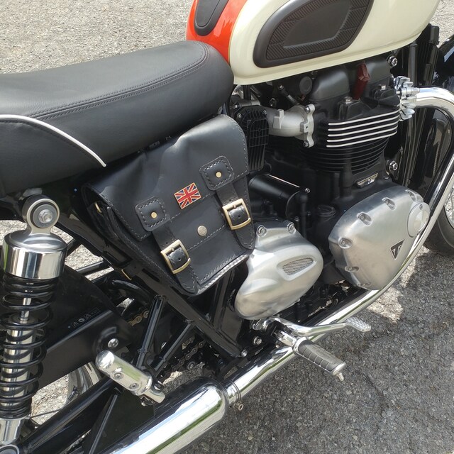 Leather Motorcycle Side Bag for Triumph: T100, T120, Street