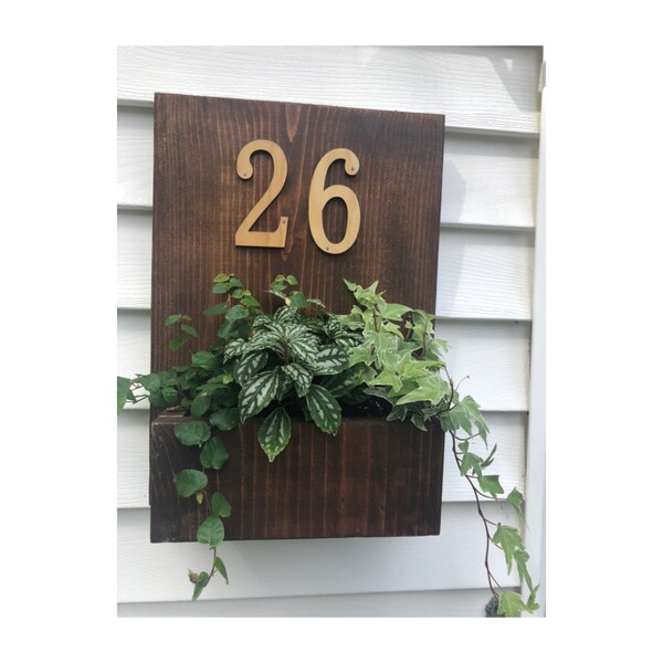 Rustic Address Sign With Planter Box. Wood Address Sign. Address Panel ...