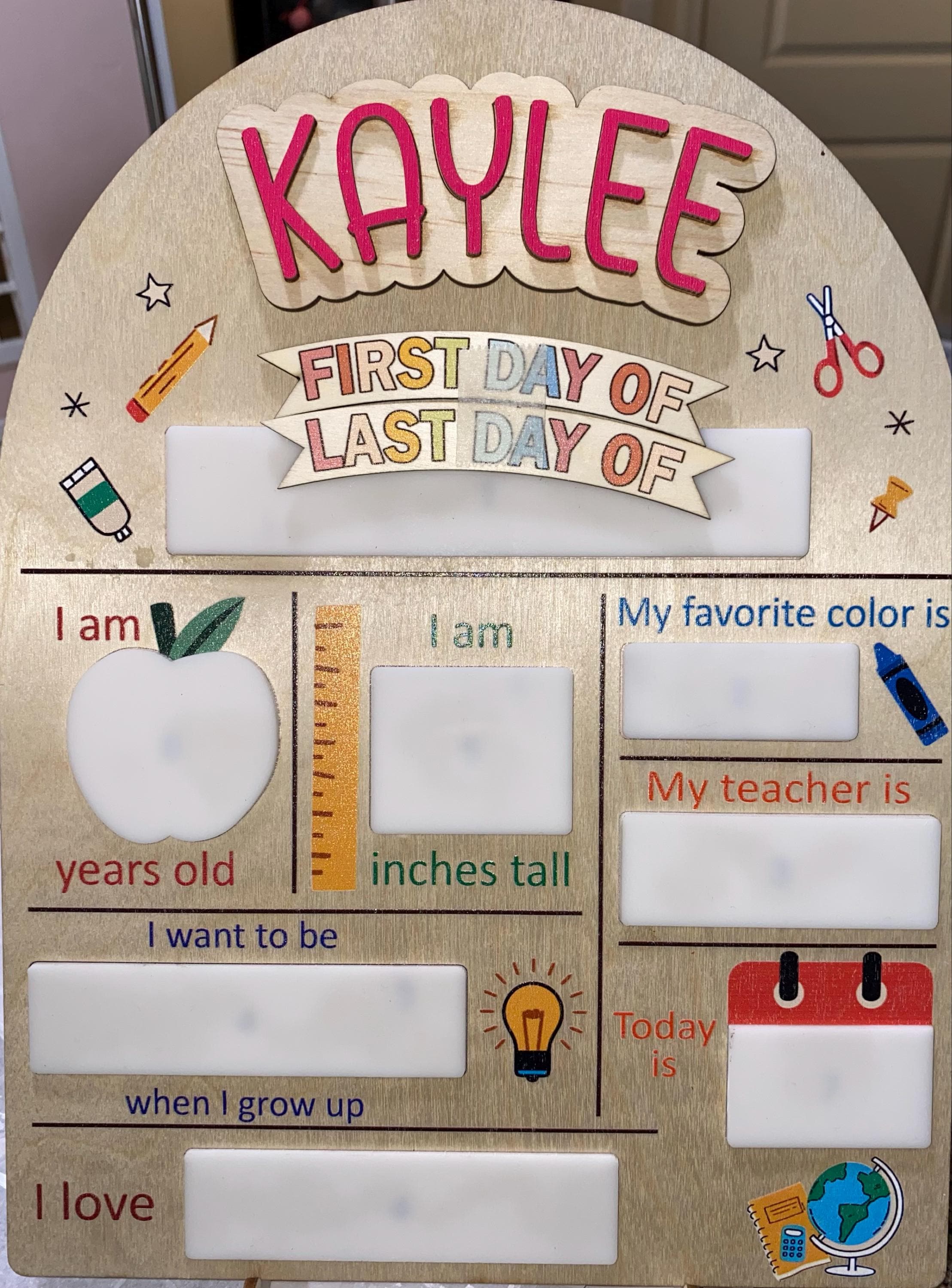 Custom First Day Of School Sign, Last Day of School Sign, Custom Name Sign, Preschool Back To School Dry Erase Sign, 1st Day of School Board