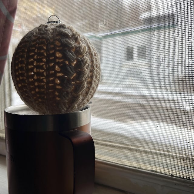 A customer's finished Autumn Wheat Bauble Ornament Crochet Pattern