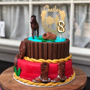 Fondant Western Theme Cake Cowboy Decoration Horseshoe Wagon Etsy India