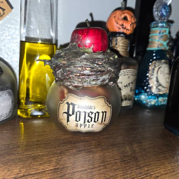 Poison Apple Potion Magic Apothecary Herbology Glass Bottle Prop **does