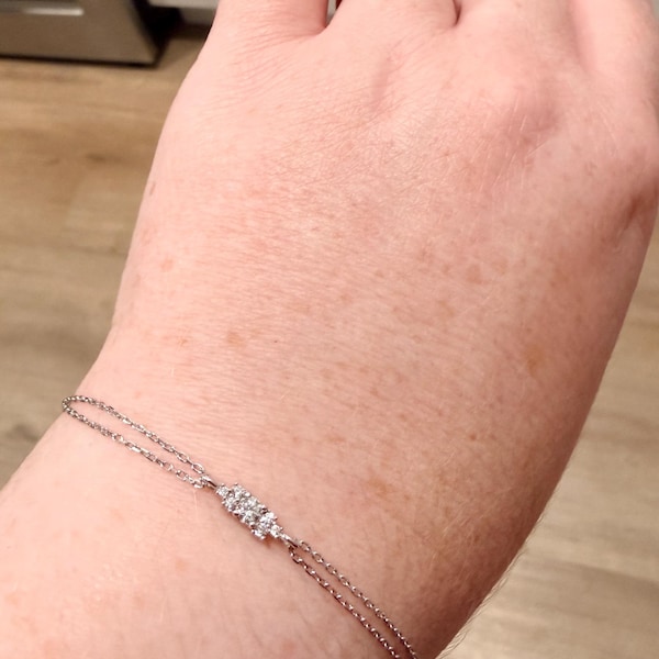 White Color Silver Plated Faux Diamond Bracelet (1 Piece) - CZBRAC56 main image 0