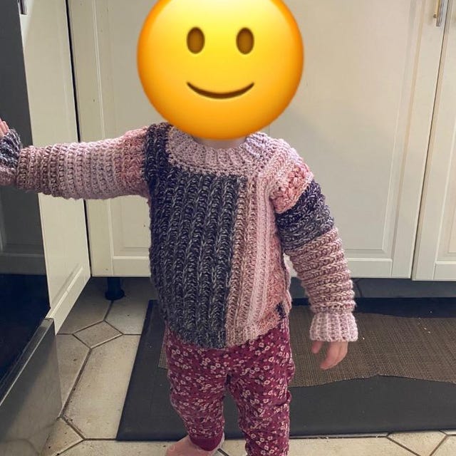 A customer's finished Autumn Wheat Child Crochet Sweater Pattern PDF
