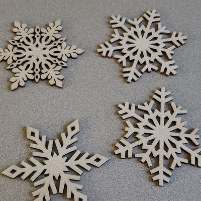 3 Inch Snowflake Wood Christmas Ornaments 10 Pack Style MIX DIY Wooden ...