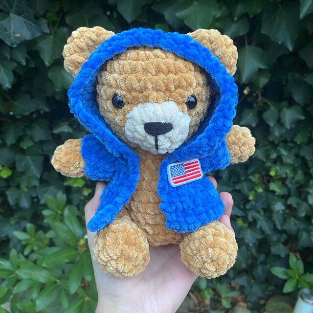 かぎ針編みのフード付きクマのぬいぐるみパターン - Etsy 日本