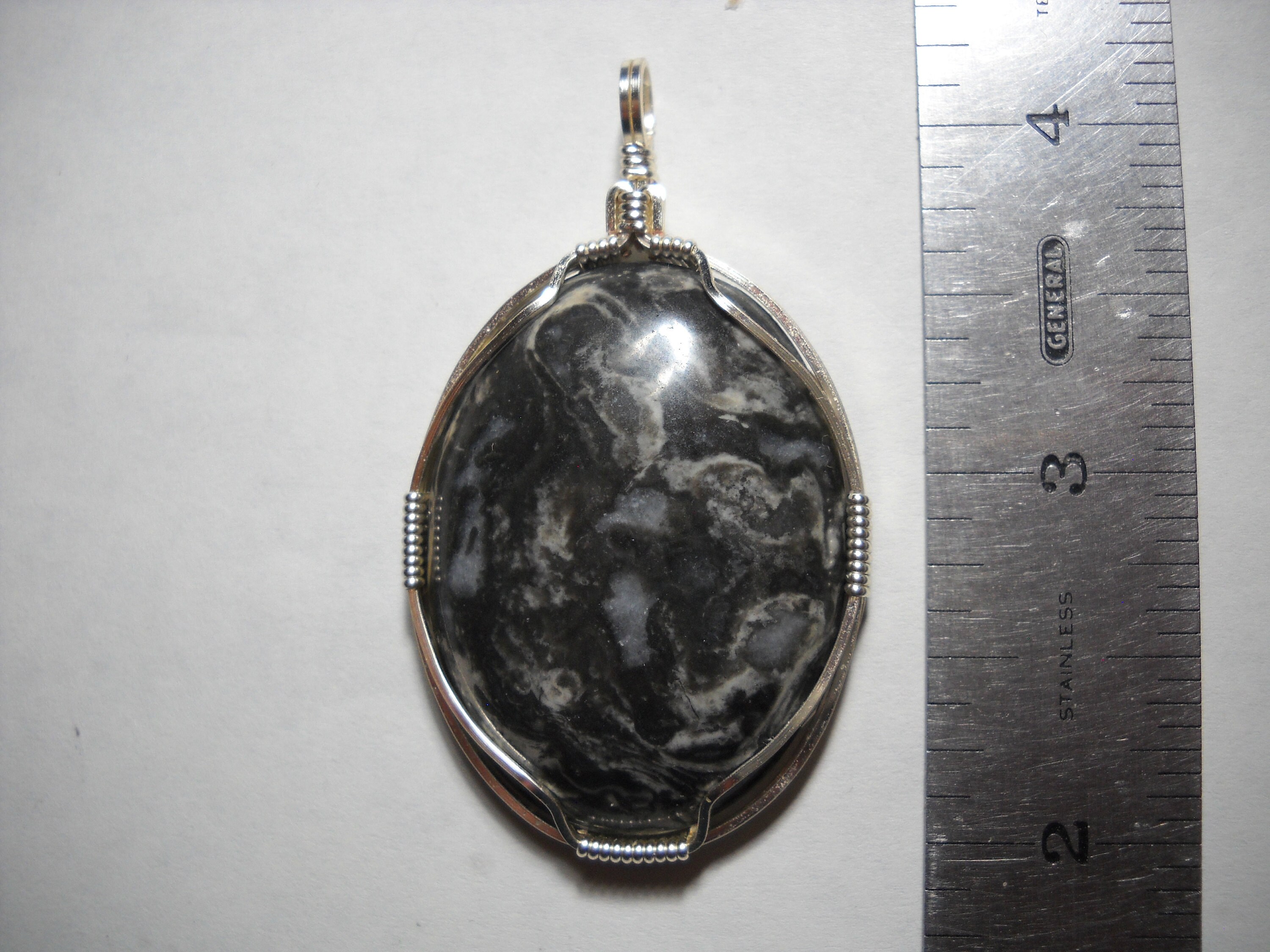 40x30mm Black Silk Stone and Netstone Cabochon, Gemstone Cabochon, Oval