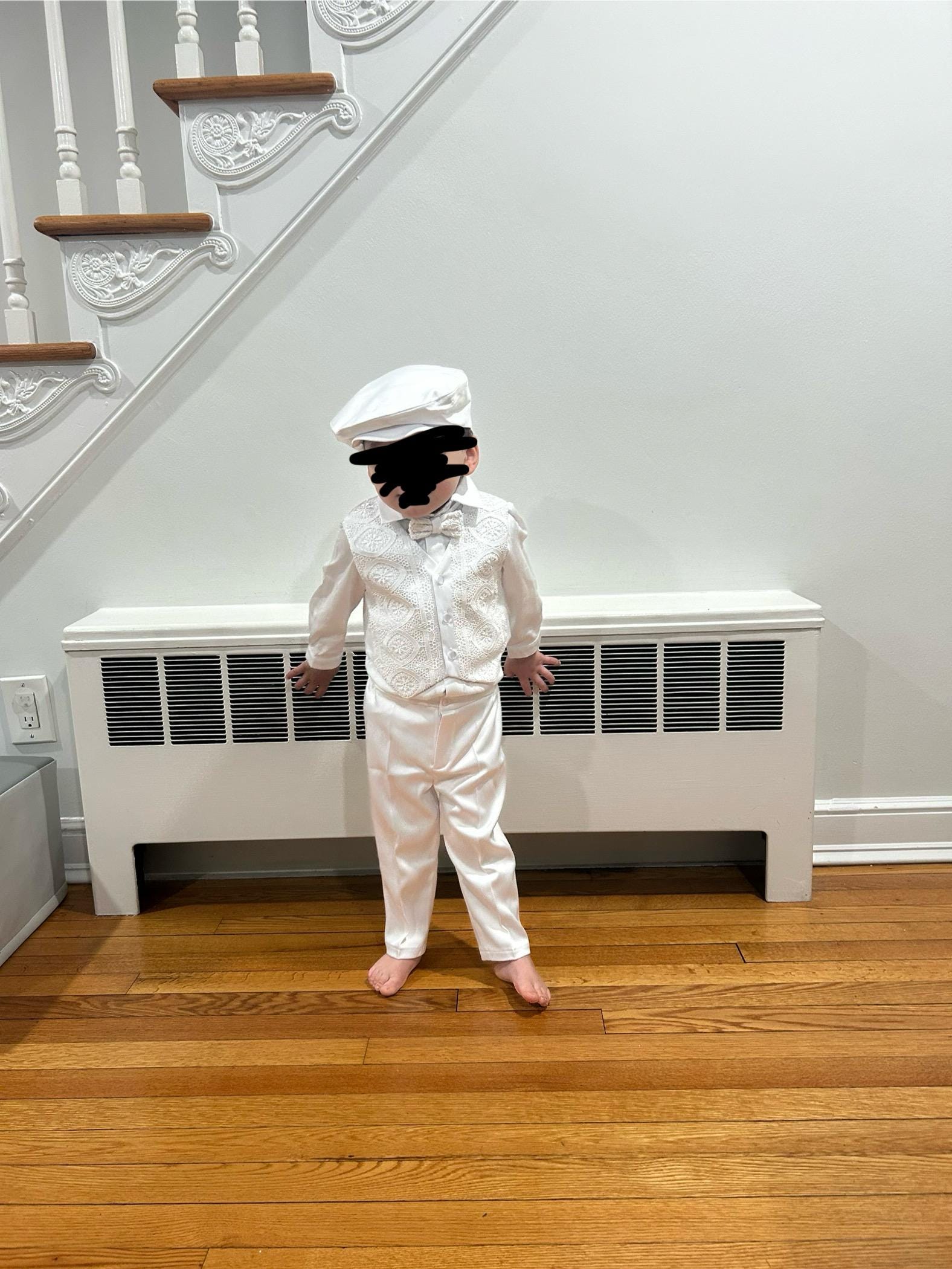 White Baptism Outfit for Baby Boy, Boys Blessing Outfit, Christening Suit - Hat - Booties, Baby Boy Christening Clothes, Boy Wedding Outfit