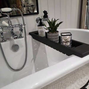 UTOPIA Wooden Black Slated Bath Rack Over the Bath Tub Storage Tray Bath  Board Bath Caddy Bath Shelf 