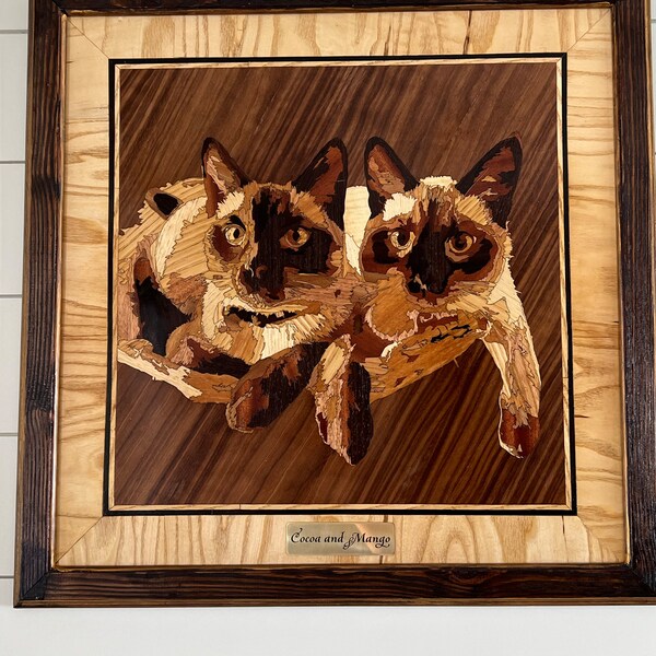 Wood Mosaic 30x20 Inlay FRAMED Geometric Art 1 Home Decor Suprematism ...