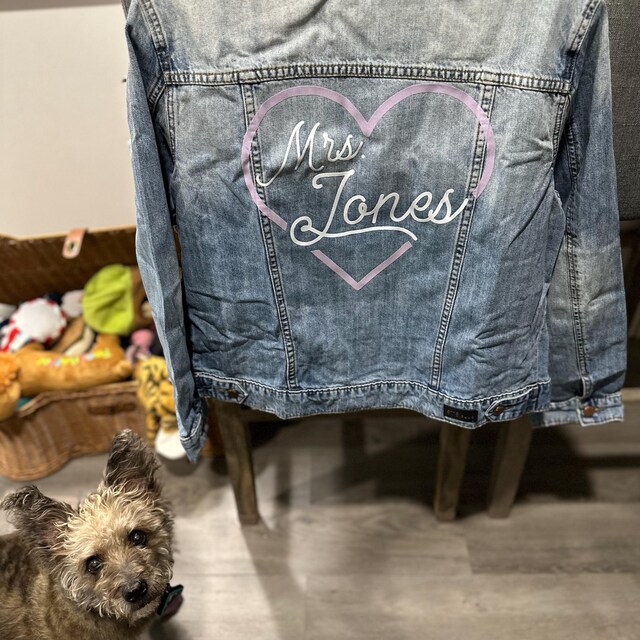 ◆THE MUSEUM VISITOR◆ HEART CUT TRUCKER JACKET 08216 GALLERY DEPT. Calf Hair-Trimmed Embroidered Leather Trucker