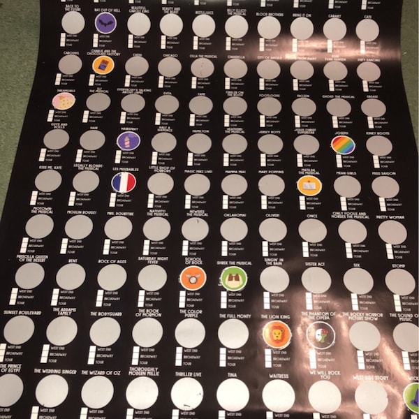 100 Musical Shows Scratch off Poster - Etsy UK