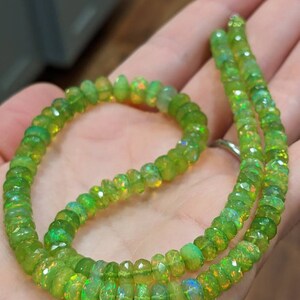 thumbnail image 2 of Natural Black Ethiopian Fire Opal Beads – Oval Faceted 8-6mm – 4 Inch Strand – Handmade 2 of 2