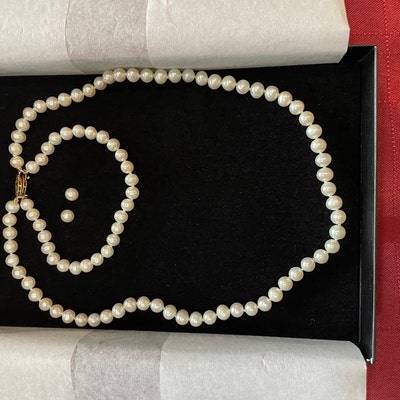 Men Pearl Necklace 6mm Natural Freshwater Pearls Mens Pearl Necklace ...