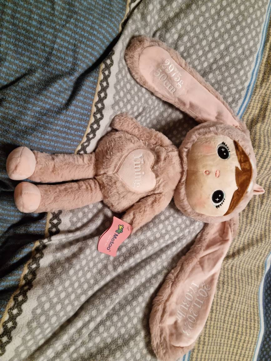 Personalisierbares XXL Kuscheltier Hase Metoo - 48 cm - mit Namen - Geschenk zur Geburt, Geburtstag und Taufe