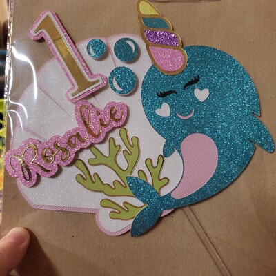 Narwhal Cake Topper, Narwhal Party Decorations, Under the Sea Birthday ...