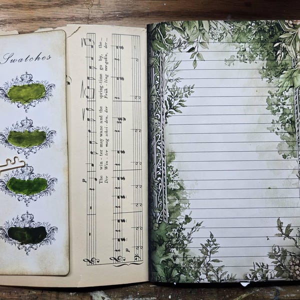 Evergreen Forest Junk Journal Filler Papers Horizontal, Vintage ...