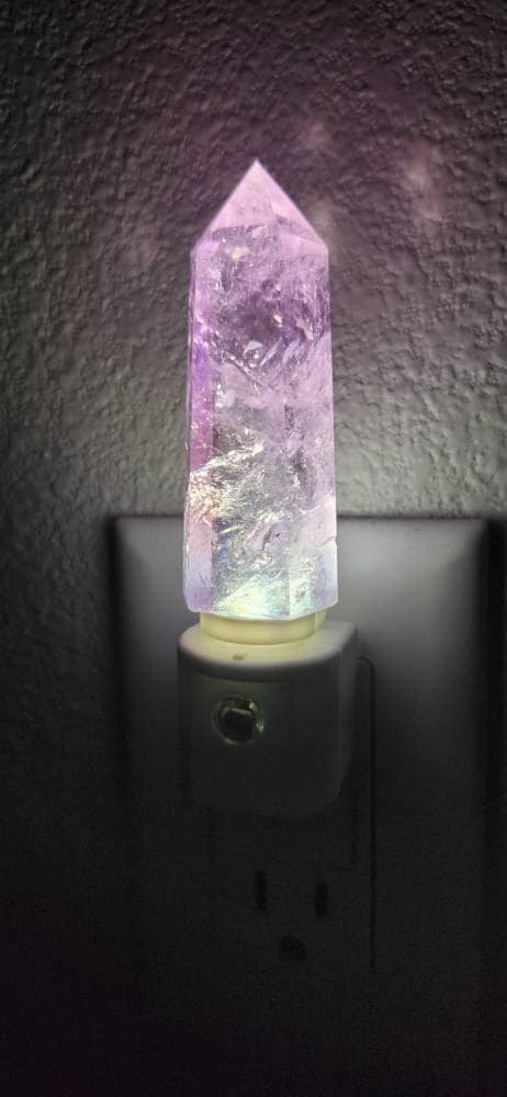 Amethyst Crystal Tower LED Night Light with Light Sensor / Babyshower Gift / Baby Shower Gift