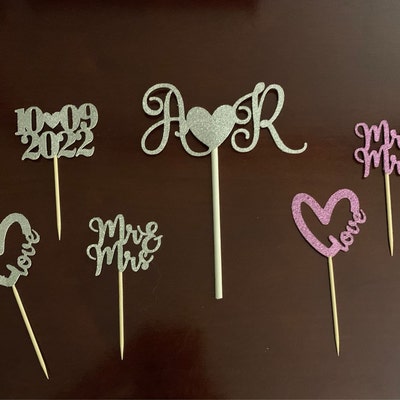 Custom Date Cupcake Toppers, Wedding Cupcake Toppers, Anniversary ...