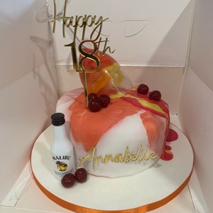 Acrylic 18th Birthday Cake Topper and Name Cake Charm, Gold Mirror Cake ...
