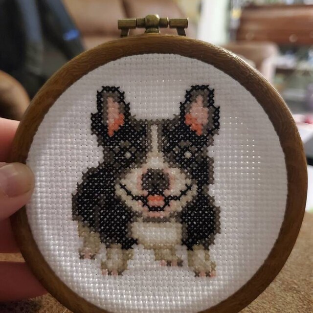 COKYIS Kreuzstich-Set Französische Bulldogge – Vorgedruckt Auf 11CT Stoff, 40x50 Cm | Komplettset Für Anfänger