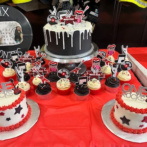 JeVenis décoration de gâteau disco guitare pour thème musical d'anniversaire rock roll