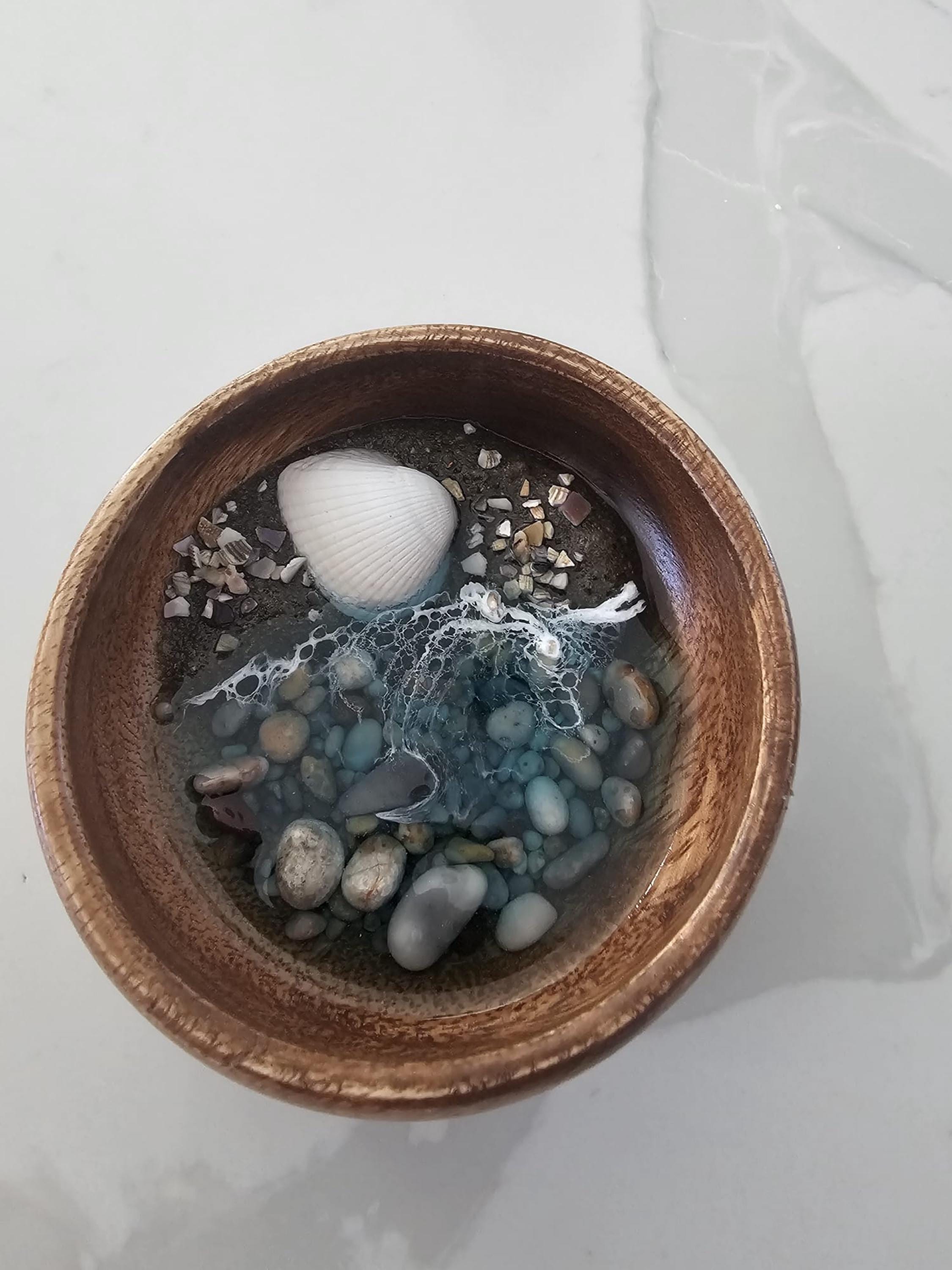 Ozean inspirierte personalisierte Ringschale aus Harz, Geschenk für Sie - Hochzeitsgeschenk - Jubiläumsgeschenk - Schmucktablett - Ringschale aus Holz - Lehrergeschenk