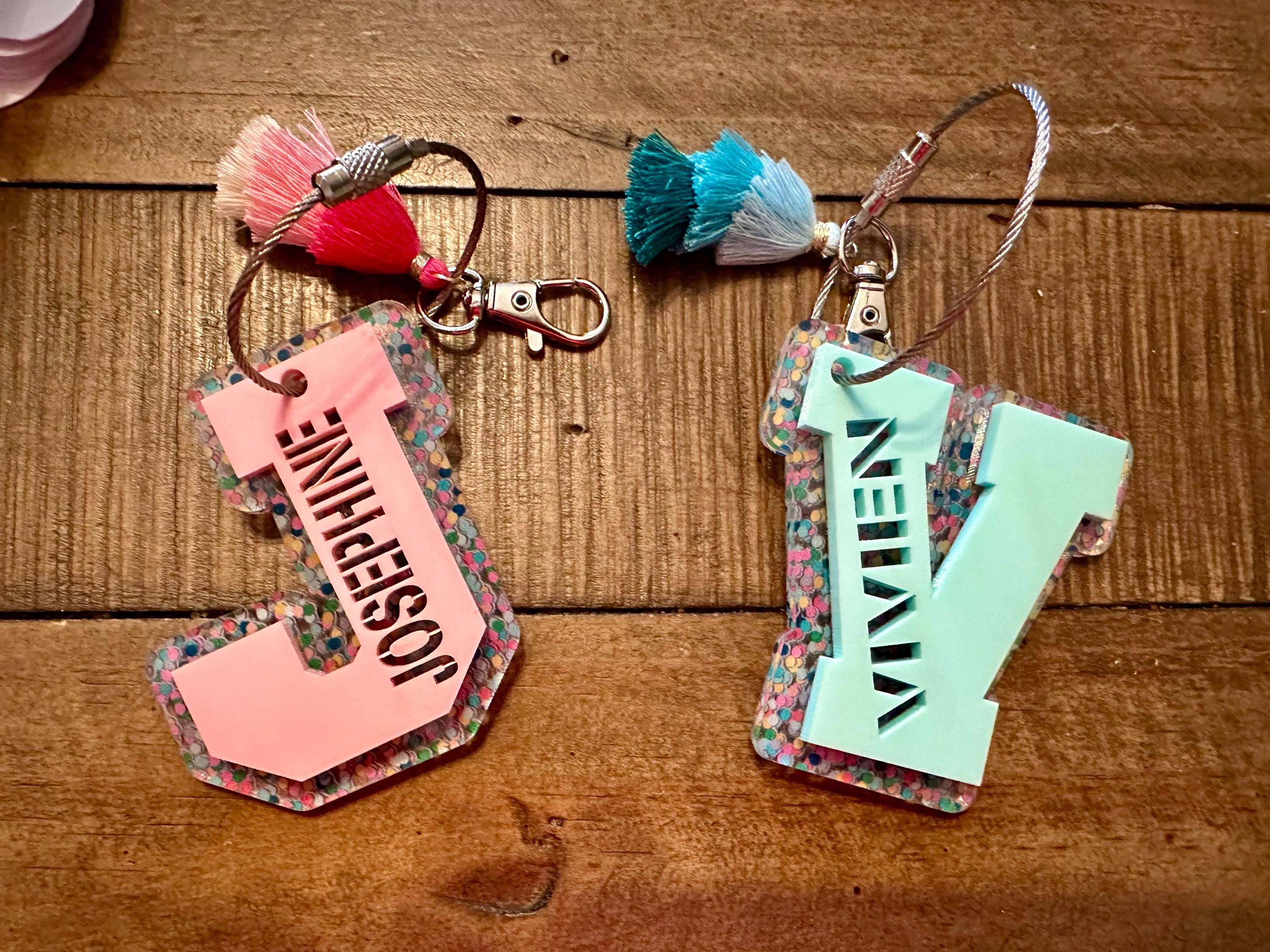 Initial Keychain, Backpack Tag, Water Bottle Name Tag, Varsity Letter Tag, Personalized Bag Tag, Luggage Tag, Sports Bag Name Tag
