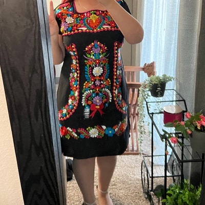 Mexican Colorful Embroidered Dress. Size S 3X. Beautiful Traditional ...