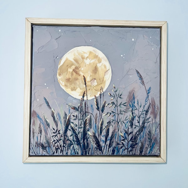 Lavender Flower Painting Original Starry Sky Art Impasto Acrylic ...