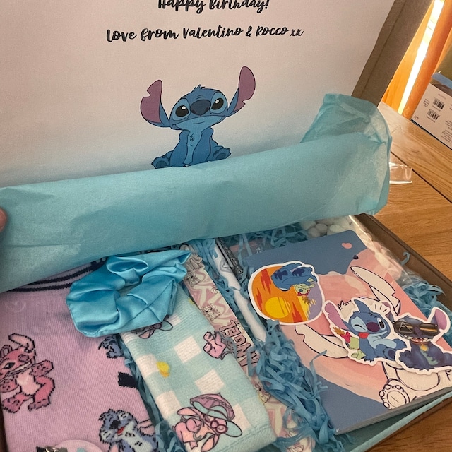 Disney Stitch/angel /for Her/ Personalised Pamper / Stationary / Treat /  Letterbox Gift Set / Birthday /christmas / Personalised Keyring 