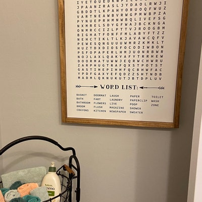 Bathroom Word Search Canvas Print Bathroom Decor, Funny Bathroom Wall ...