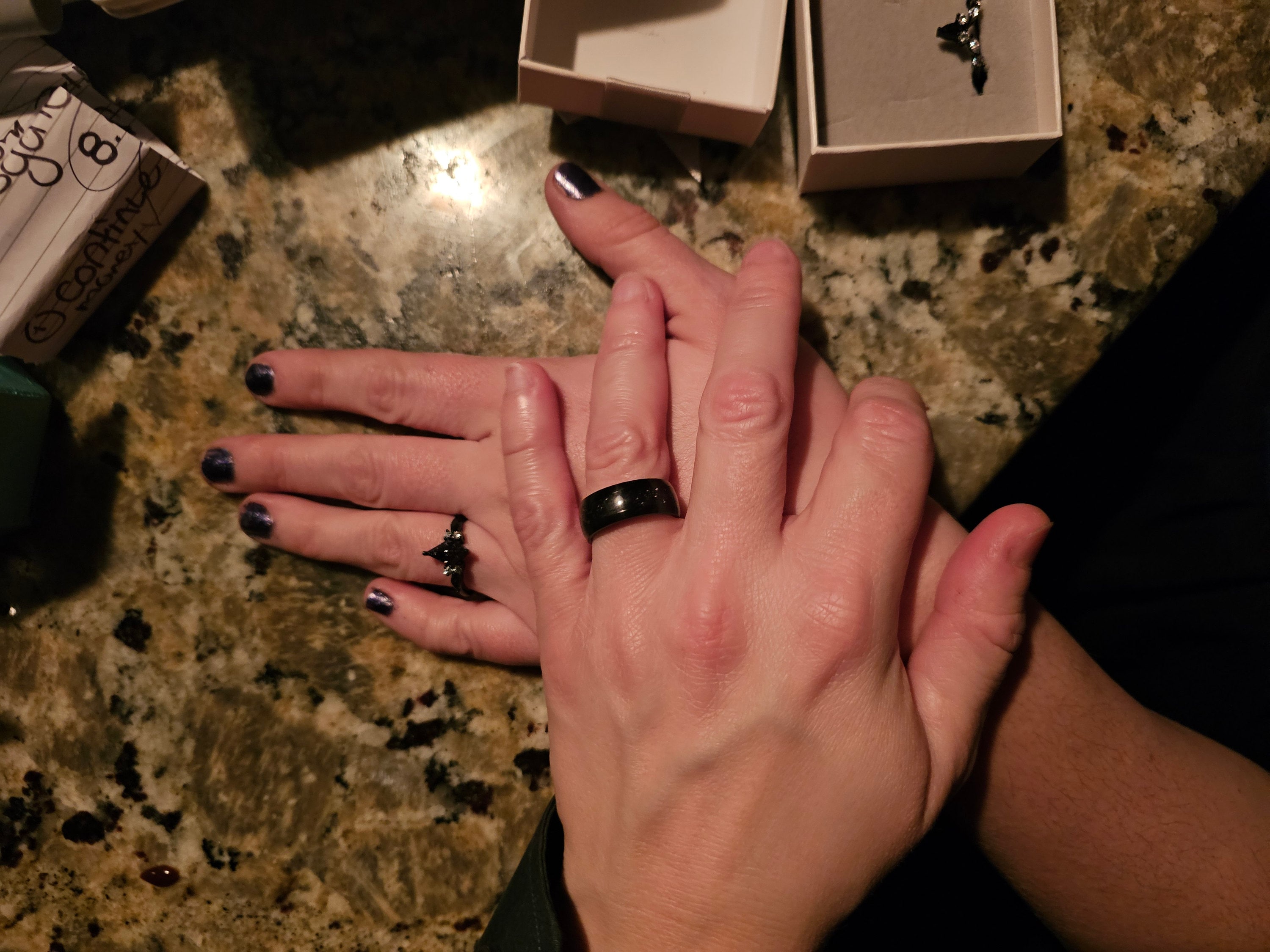 Nebula Couple&#39;s Ring Set, 3pc Wedding Band Set, Customize Constellations Rings, Blue Sandstone Ring Engagement Ring Wedding Anniversary Gift