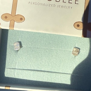 Customer photo, Soup Can Stud Earrings