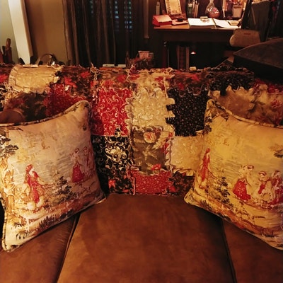 Set of 2 18 French Country Throw Pillows, Bosporus Antique Red Green ...