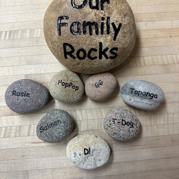 Engraved Grandkids Real Stone, Etched Stone, Namesake Stone, Family ...
