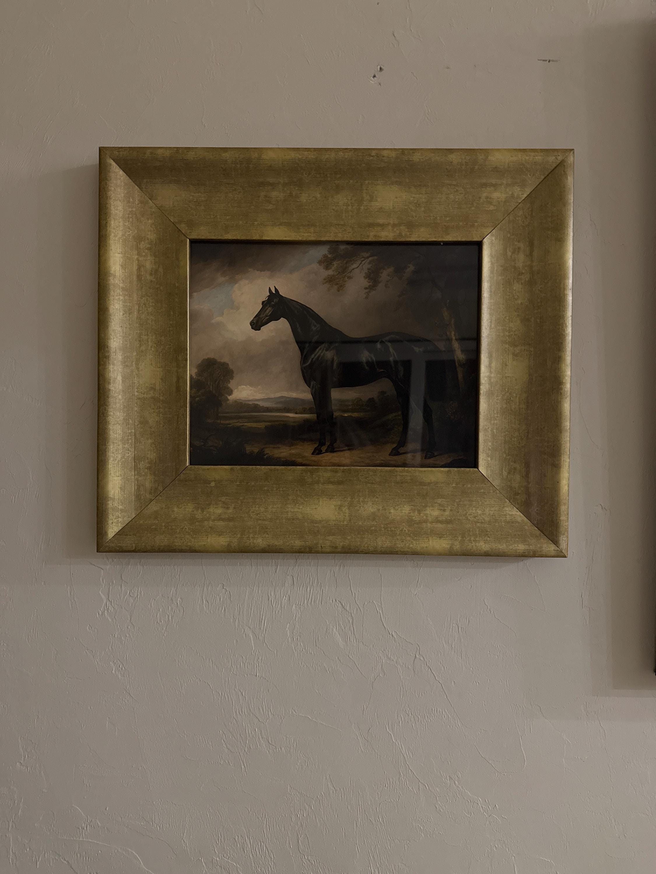 Customer photo — Vintage Horse Painting – Framed Equestrian Wall Art for Girls Nursery Decor