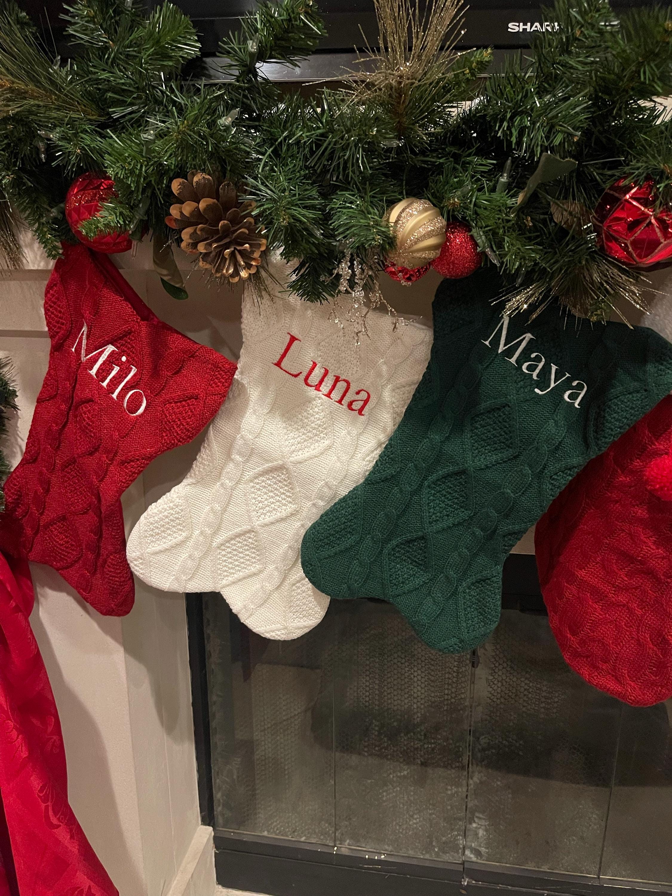 Personalized Dog Bone Christmas Stockings with Name, Bone Holiday Stocking for Dog, Christmas Dog Stocking,Embroidered Pet Stocking
