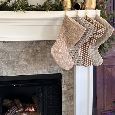 Neutral Christmas Stockings With Pom Pom Tassel Linen - Etsy
